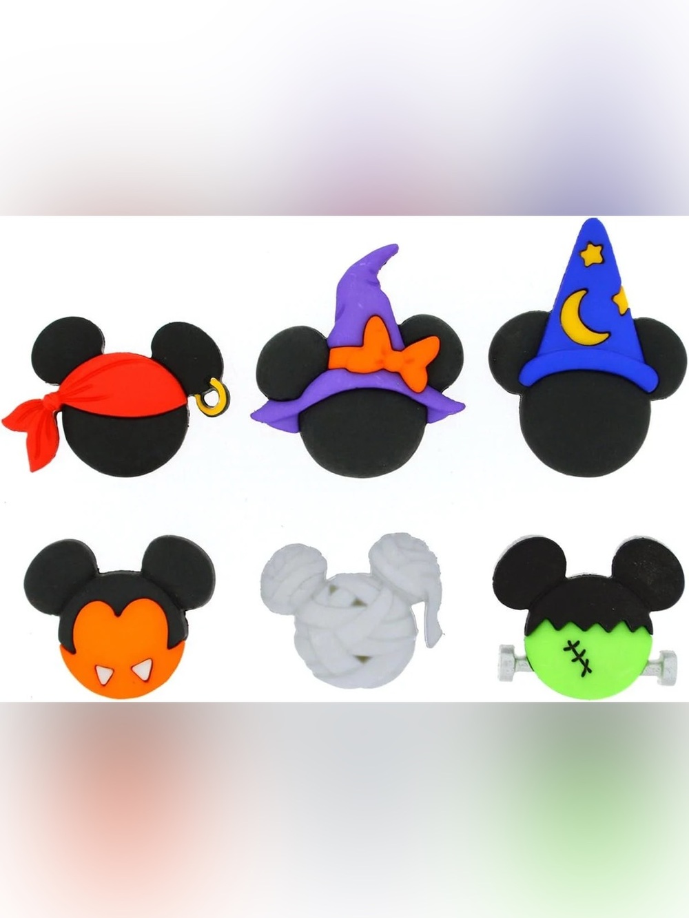 Disney Halloween Mickey Minnie Plastic Buttons, Costume Embellishments (6 pc)